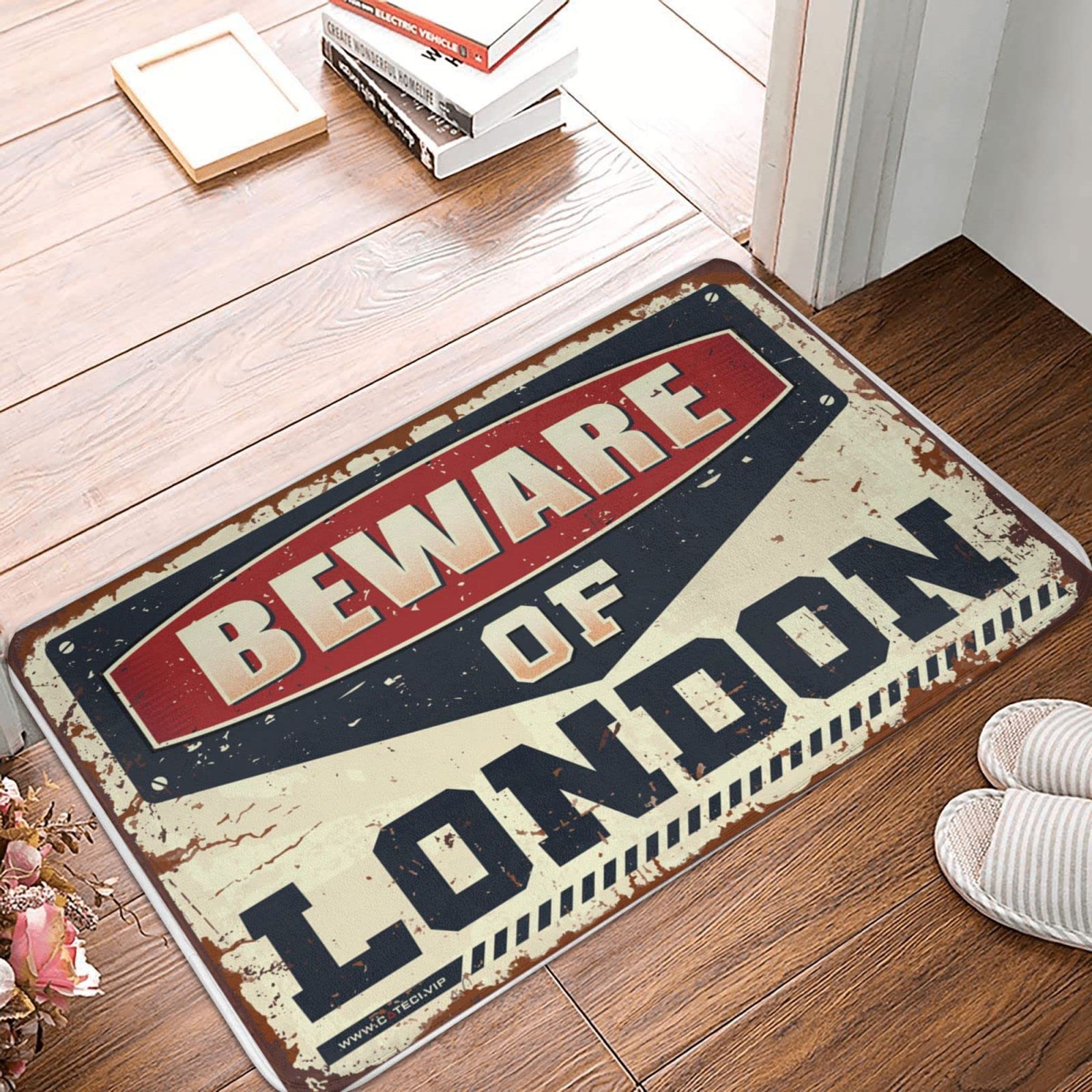 Paillasson d'entrée automne Beware of London tapis de sol intérieur 65x90 cm
