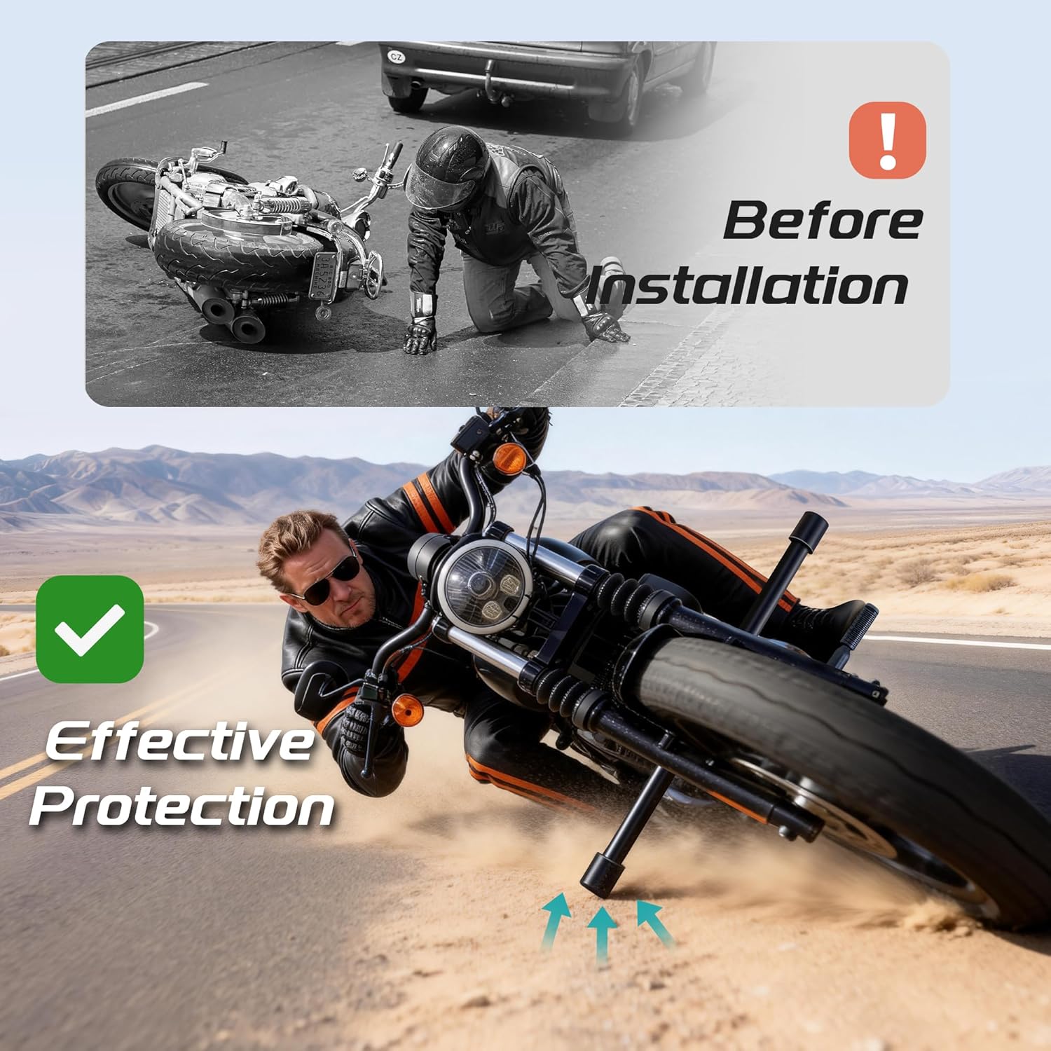 MoKitDora Sportster Highway Peg Crash Bar 1.25" Fat Engine Guard Compatible with Harley 2004-later XL 1200 883 Models, Gloss Black