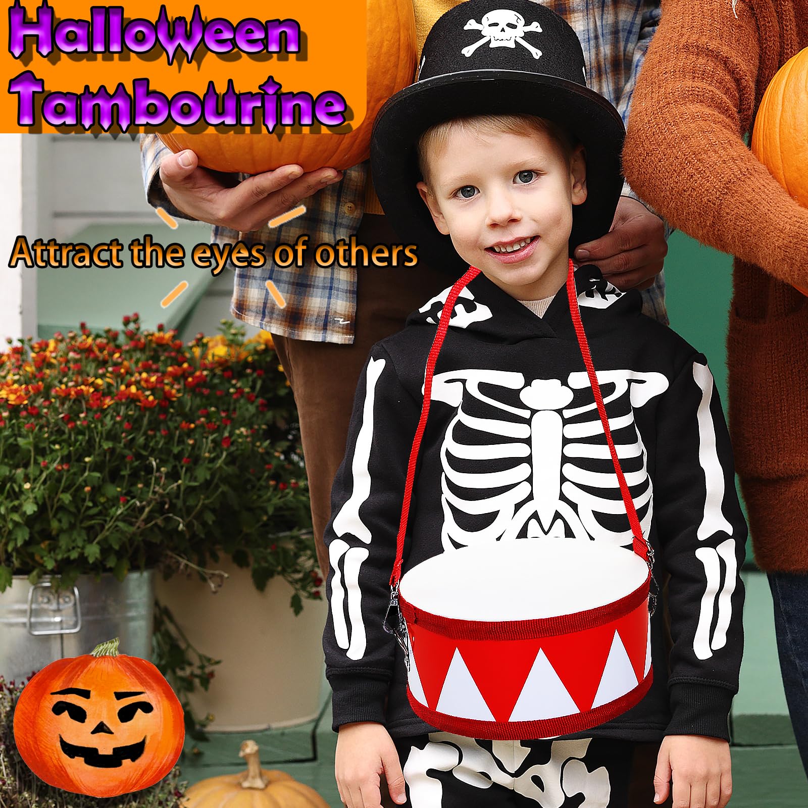 Halloween Prop for Kids - Scary Tooth Shape Kids Drum Set, Kids Drum Prop Noise Maker for Kids Halloween Costume Accessory