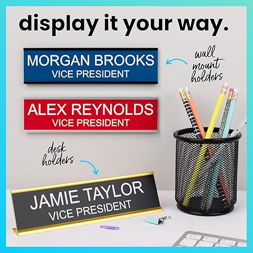 Miniatura 8 de Placa de identificación grabada personalizada de 2 x 8 pulgadas con esquinas cuadradas