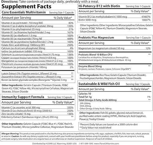Miniatura 6 de Paquetes de vitaminas Core Supplement - Energía, inflamación, apoyo de la visión con vitamina D, luteína, biotina y otras vitaminas esenciales