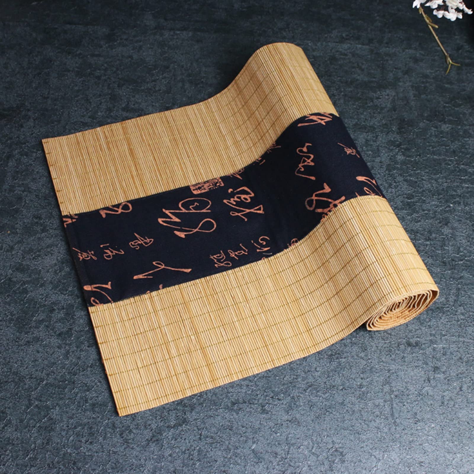 Chemin de Table en Bambou， Chemin de Table Japonais en Bambou, Rouleau de Set de Table antidérapant for Cuisine/Table à Manger/fête/Mariage(Natural,12" x 35" (30cm x 90cm))