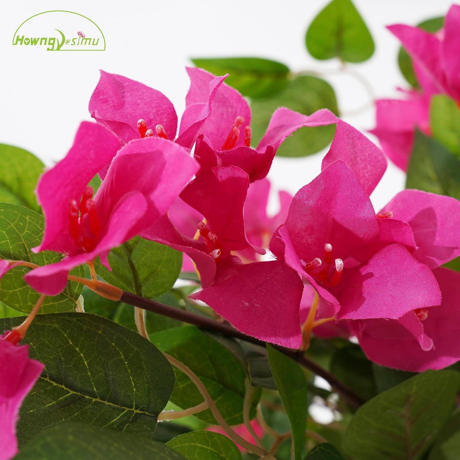 2 Pack Artificial Bougainvillea Tree, 24" Faux Silk Floral Tree Bougainvillea Plant with Flowers in Plastic Pot for Home Office Garden Indoor Outdoor Decor,White Pot 2FT