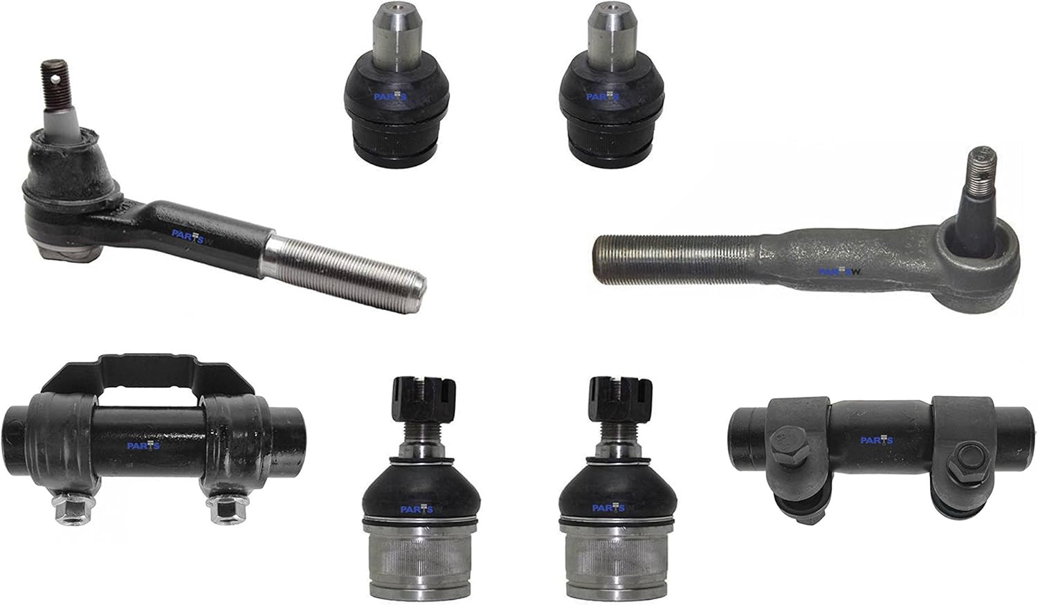 PartsW 8 Pc Suspension Kit Outer Tie Rod Ends Adjusting