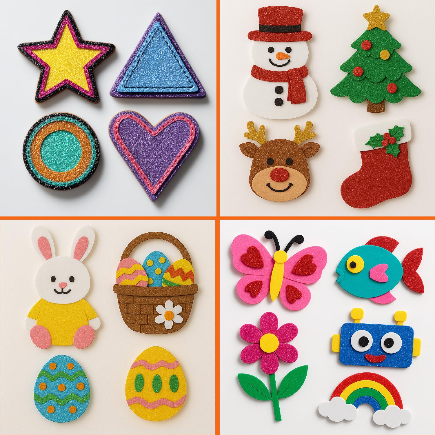 OFITURIA Eva Glitter Rubber for Creative Crafts Błyszczące Foam dla majsterkowiczów Projekty szkolne Sztuka Dekoracyjna Scrapbooking 20x30cm (Brokatowy srebrny, 40 sztuk)