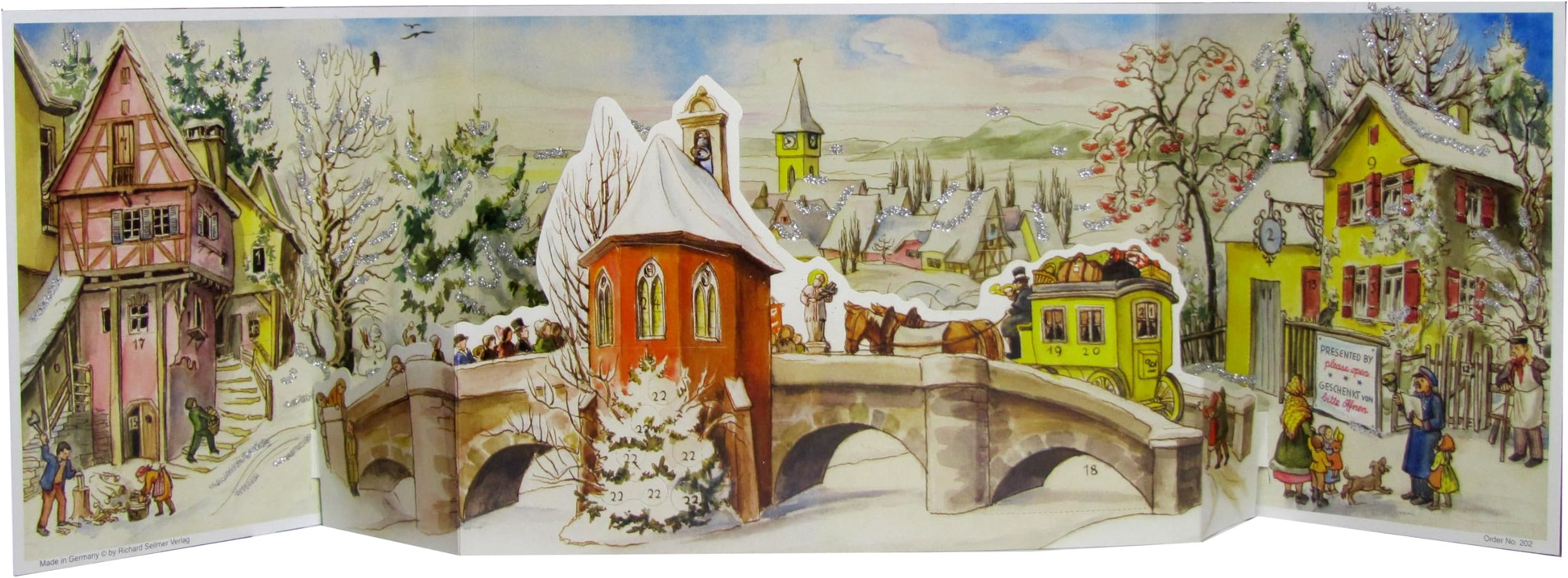 Large 3D Advent Calendar 24 Doors Advent Calendar The Bridge from 1960 695 x 215 freestanding - 202 - Traditional Antique German Design