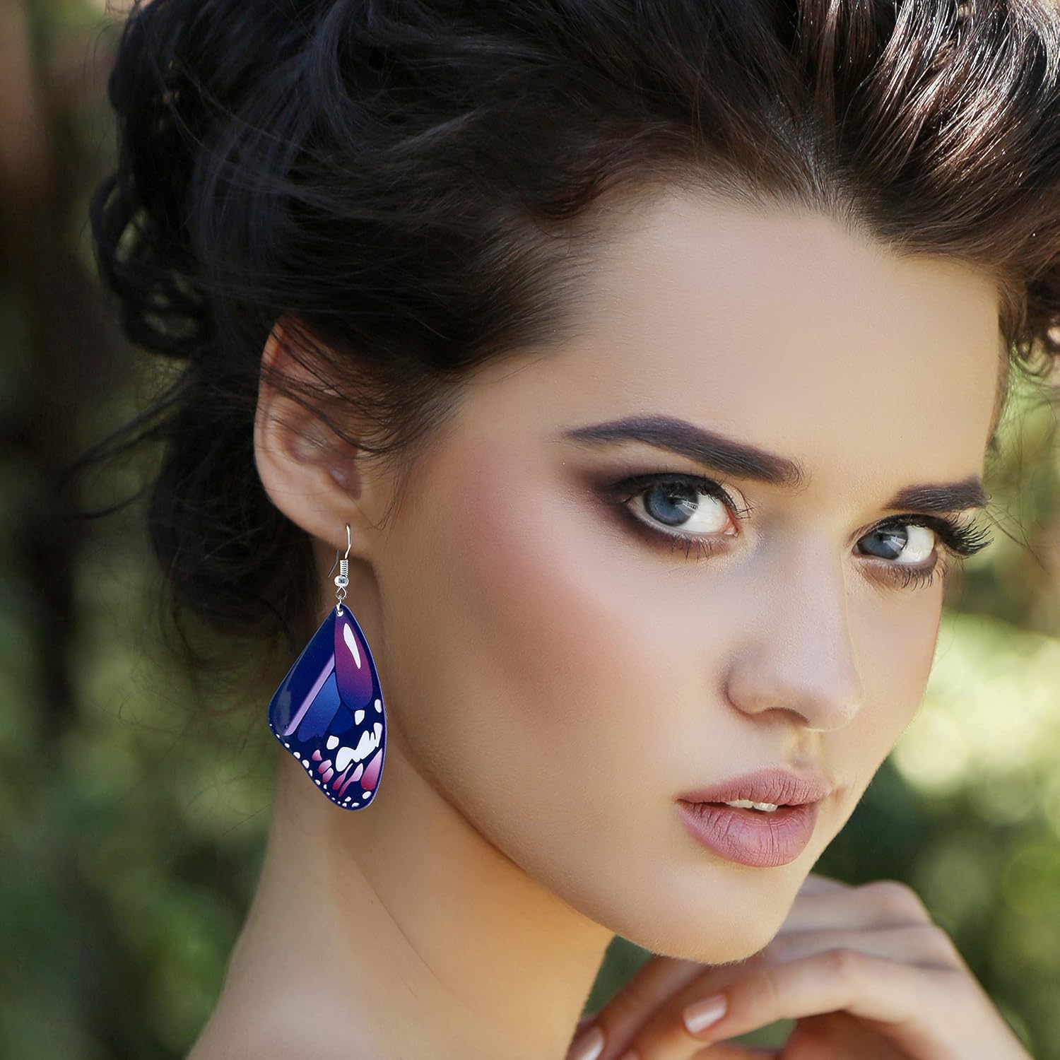 SPUNKYsoul Cute Colorful Butterfly Wing Dangle Earring for Women Teal Purple Monarch - Image 2