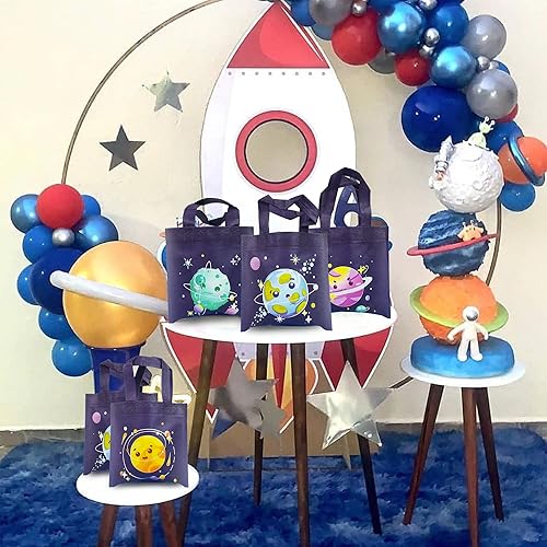 Miniatura 6 de BANBALLON 20 bolsas de recuerdo para fiesta del espacio exterior, bolsas de regalo espaciales, bolsas de regalo para niños, sistema solar galáctico,