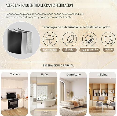 Miniatura 8 de Armario de almacenamiento de metal de 71 pulgadas de alto con 2 puertas y 4 estantes ajustables, armario de despensa de cocina, armario Blanco