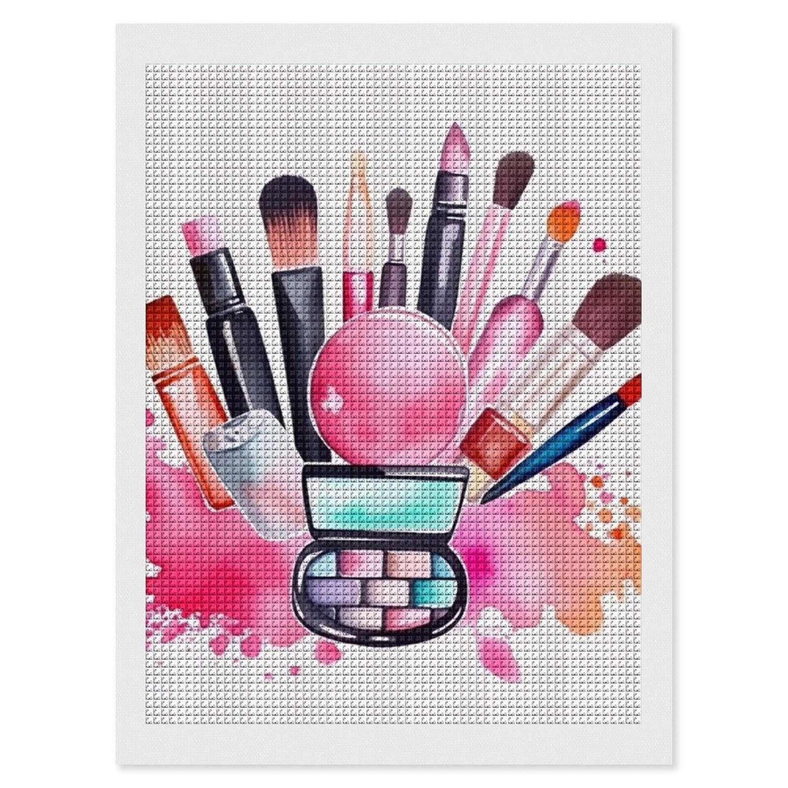 Watercolor Cosmetic Diamond Art Kits for Adults, DIY 5D Diamonds Painting Kits for Beginner, Round Full Drill Diamond Dots Painting, 12"x16" Diamonds Pictures Gem Art and Crafts Wall Decor