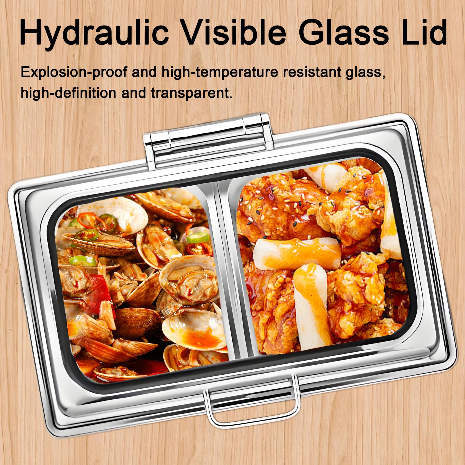 9L Chafing Dish Electrico para Buffet(1/2 Pan) | Acero Inoxidable Calentador de Buffet Electrico Profesional, Calentador de Comida Electrico Buffet Temperatura Regulable