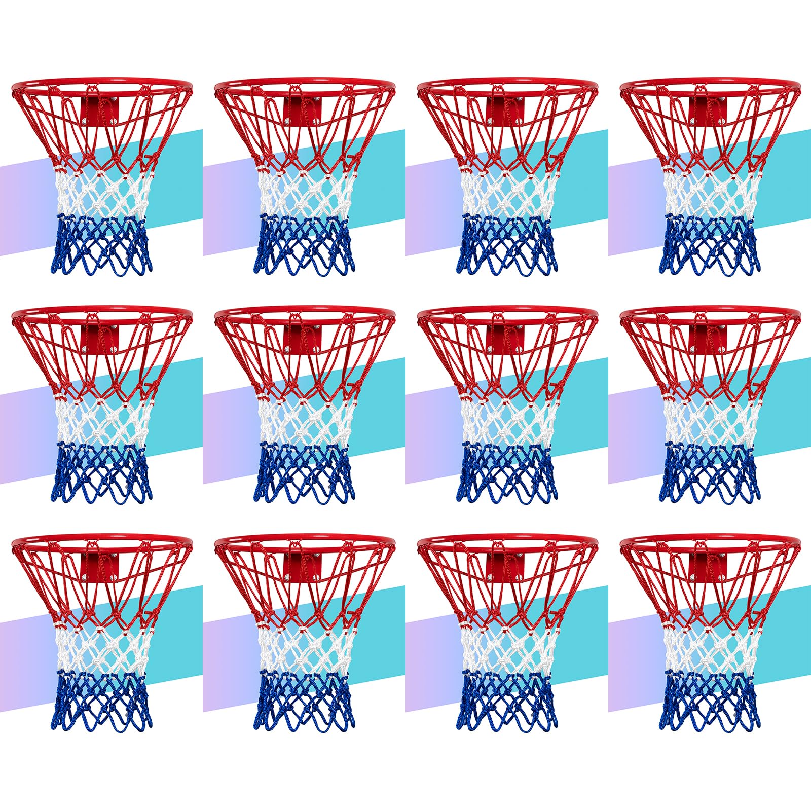 NEIJIANG Basketball Net Replacement, 2025 Upgrade Thick Professional Basketball Nets Heavy Duty Outdoor, All Weather Anti Whip Color Never Fade -12 Loops