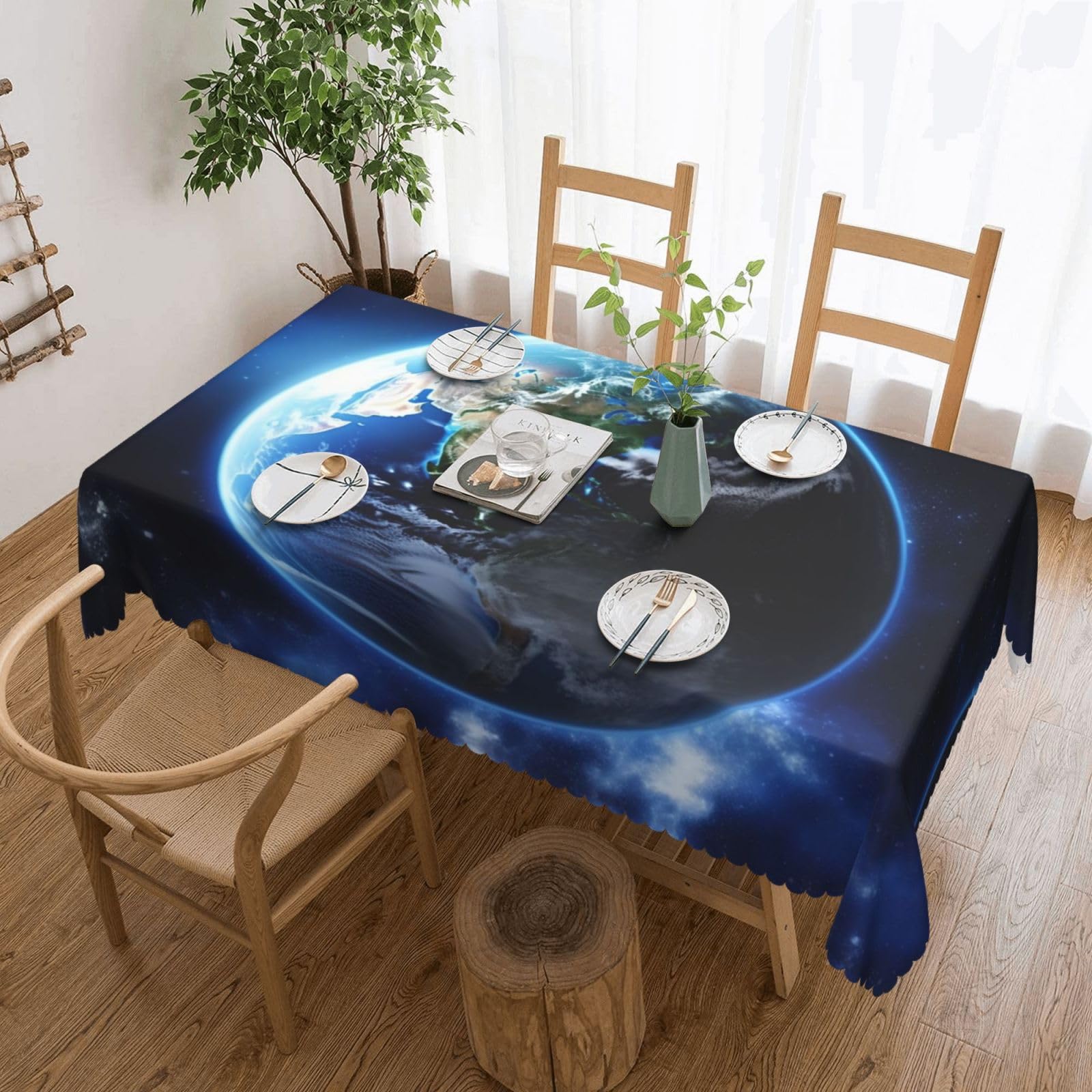 Nappe rectangulaire imperméable 137 x 183 cm imprimée pour table restaurant