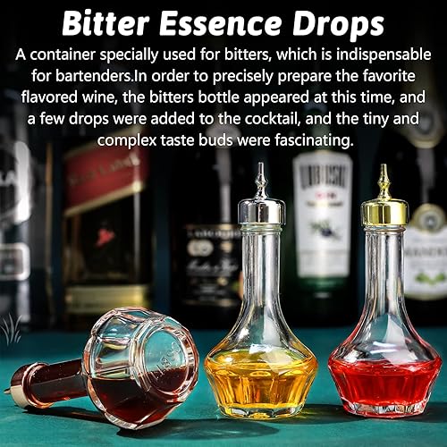Miniatura 10 de SuproBarware Bitters - Juego de 2 botellas de vidrio con tapa Dasher de 1.7 onzas, herramienta profesional de barra para cóctel, ideal para barman