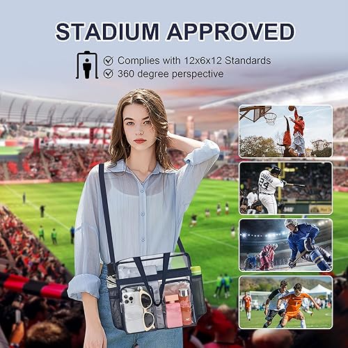 Vista 105 de Oraben Bolsa transparente transparente aprobada para estadios de 12 x 6 x 12 pulgadas, bolsa de estadio para trabajo, juegos deportivos, gimnasio