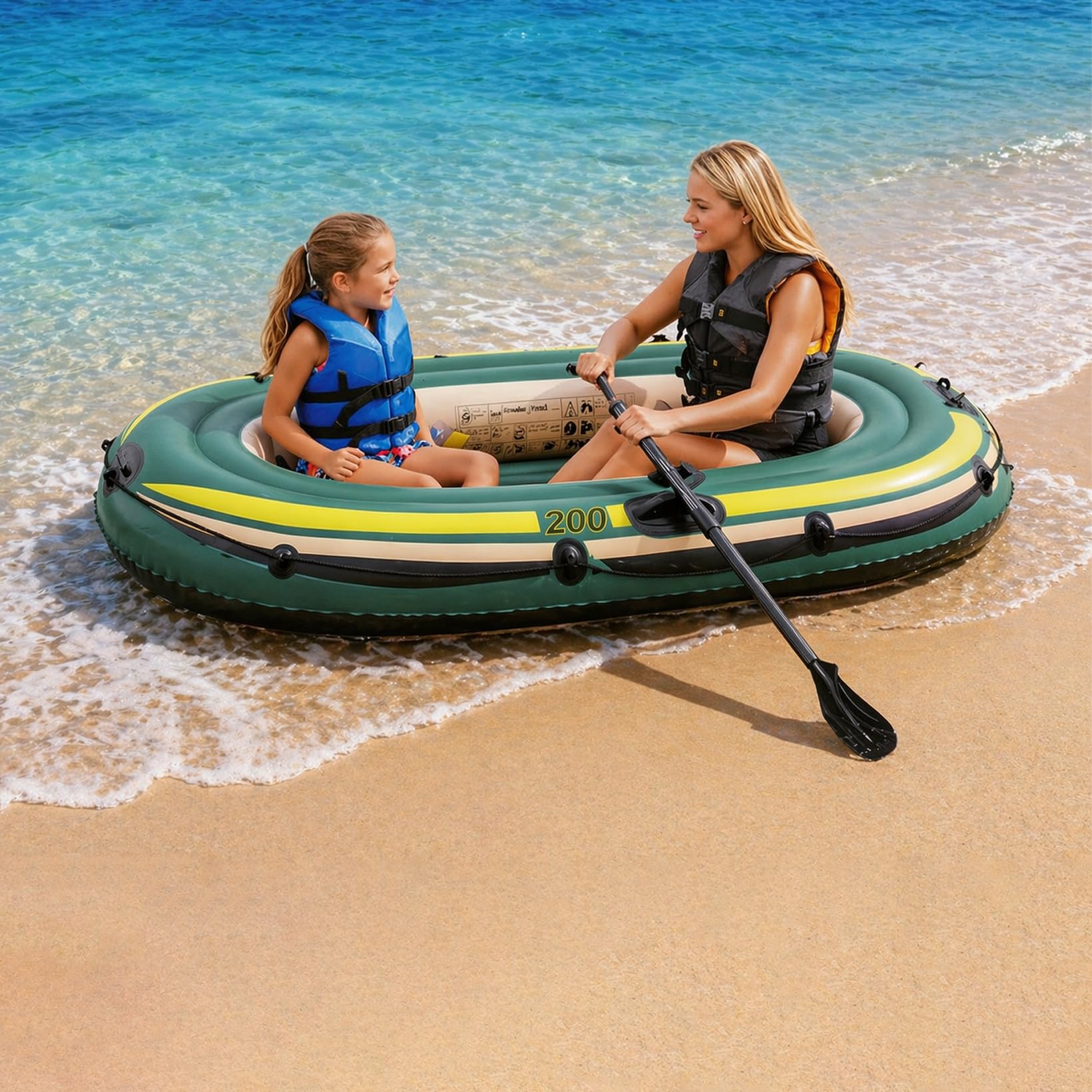 Barco inflable para 2 personas, kayak inflable de PVC doble, barco de pesca engrosado con remos y bomba de mano, plegable y portátil, barco inflable para exteriores, rafting y pesca