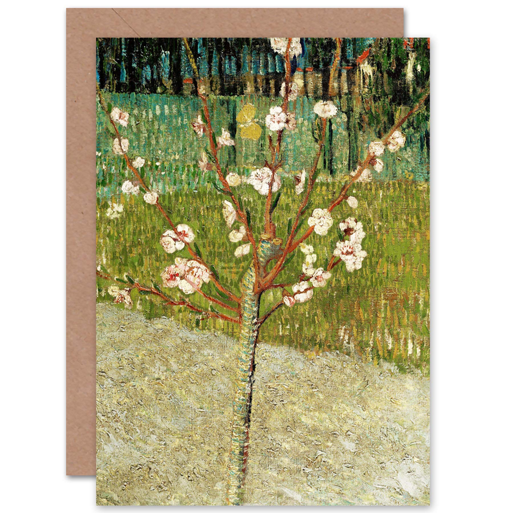 Artery8 Almond Tree In Blossom Vincent Van Gogh Fine Art Greeting Card Plus Envelope Blank Inside
