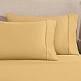 Superior 100% Egyptian Cotton 1200 Thread Count Pillowcases, Set of 2 Pillow Cases, Modern Luxury Pillow Case Cover, Comfort Basics, Bedding Essentials, Bed Accents, 2 Pack - King Size, Gold