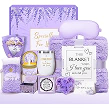 Mothers Day Gifts for Mom Wife Grandma Friends Sister, Birthday Gifts for Women, Self Care Get Well Soon Gifts, Spa Gift Baskets Set Thinking of You Care Package with Flannel Blanket Gift Box
