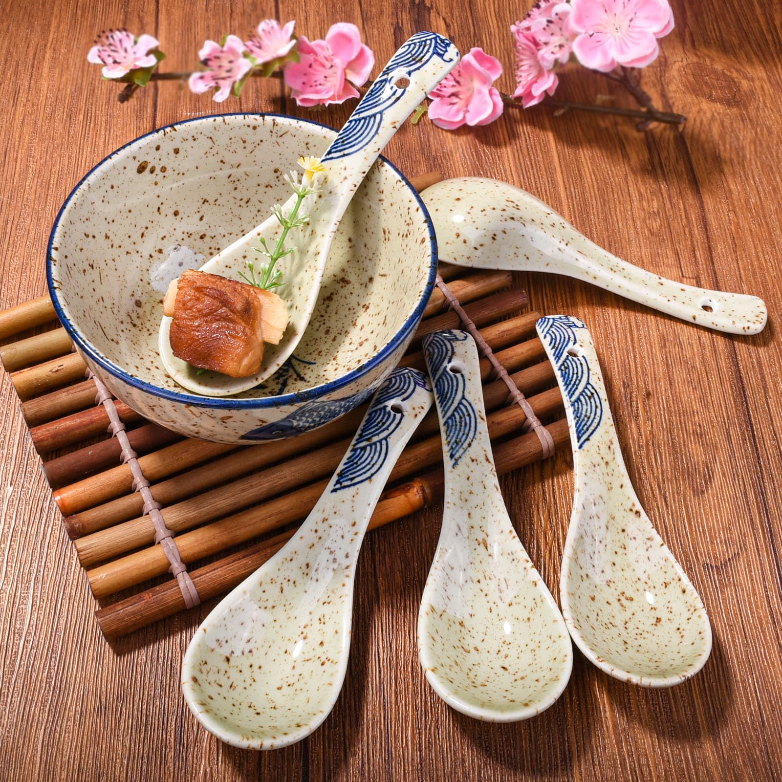 Amazon.com: Japanese-Style Fish Ceramic Soup Spoon Set of 5