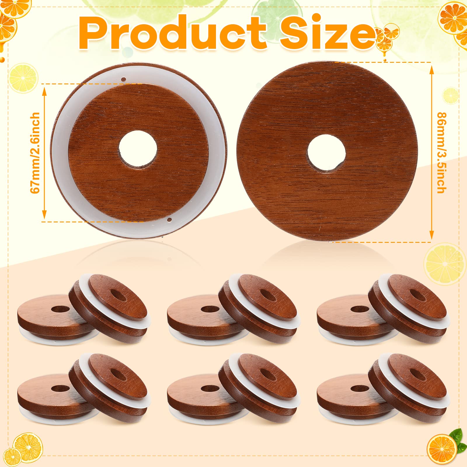 30 Pcs Wooden Jar Lids with Straw Hole Mason Wide Mouth Wood Jar Lids ...