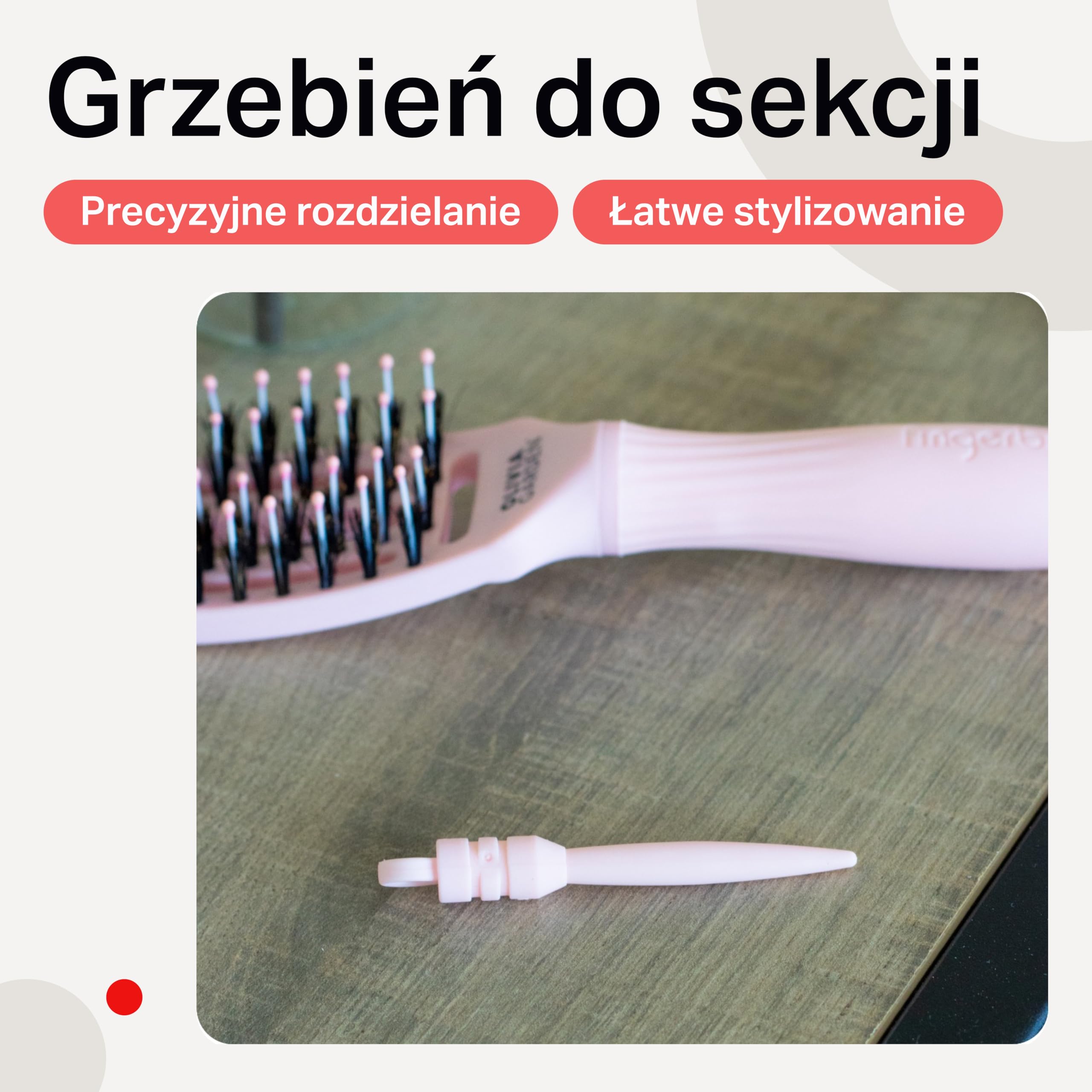 Olivia Garden – Fingerbrush Iconic Care z włosia dzika i nylonu, pastelowy różowy, mały rozmiar