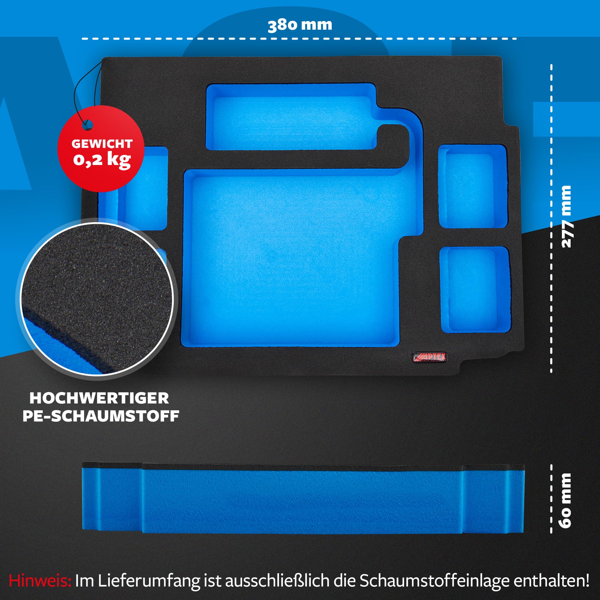 Aptex. Schuimrubberen inzetstuk geschikt voor Makita DC18RC-oplader 4x batterijen voor MakPac maat 2-3
