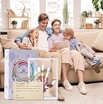 Kit d'empreintes digitales familiales, DIY Craft garde le cadre en bois, ensemble cadeau sans fin, peintures non toxiques, feuilles transparentes (blanc)