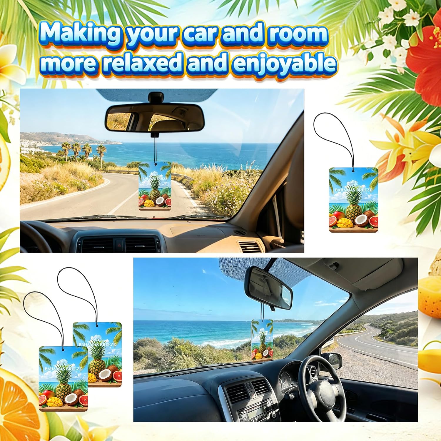 12 Pcs Air Fresheners Hanging Air Freshener Paperboard Lasting Strong Scented Paper for Home Rooms Car(Tropical Drift)