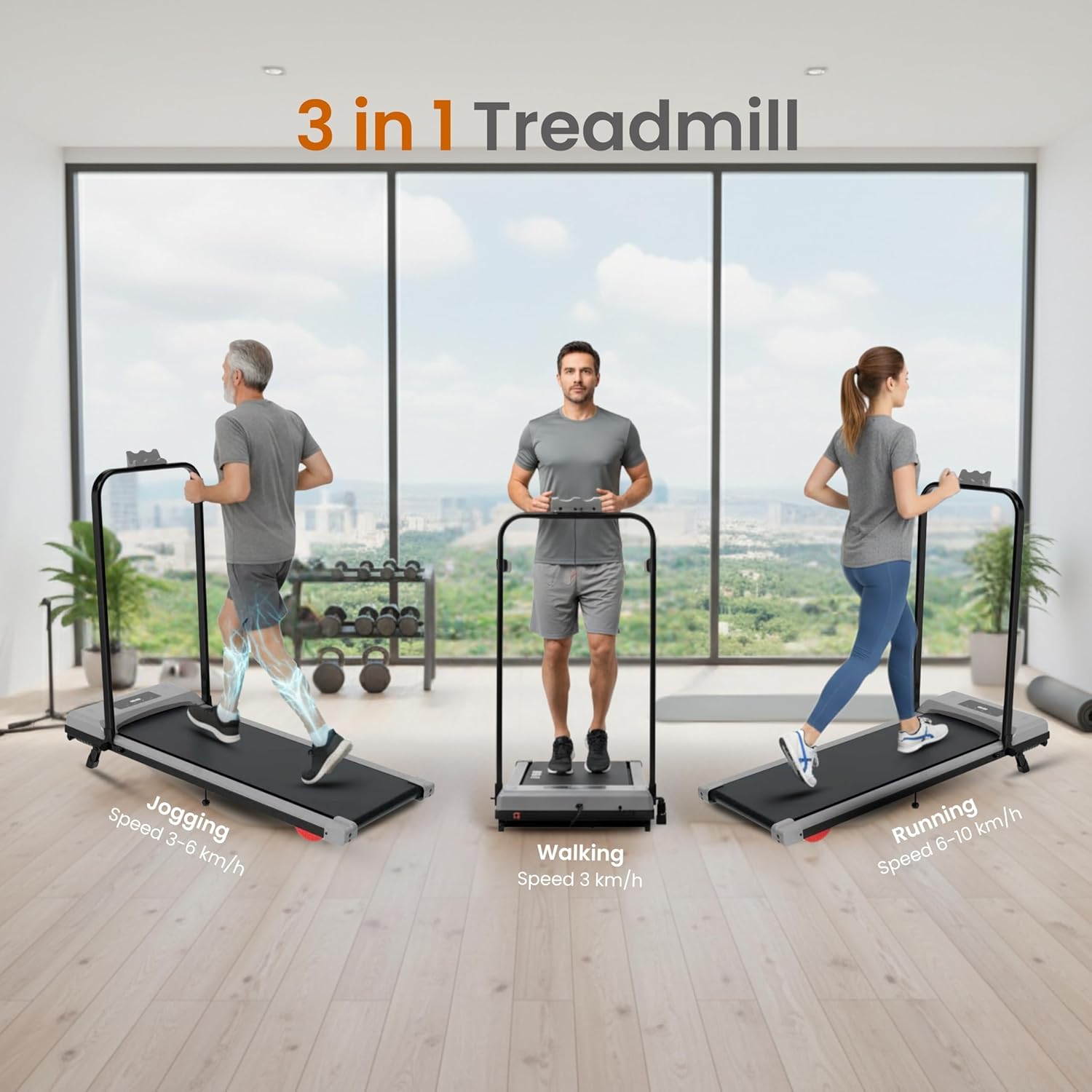 Best | Endless ELWK001 3-in-1 Foldable Walking Pad Treadmill | 1–10 km/h Speed, LED Display for Time Speed Calories Distance, Shock Absorption, 7% Incline, 100 kg Capacity 2026 - view 2
