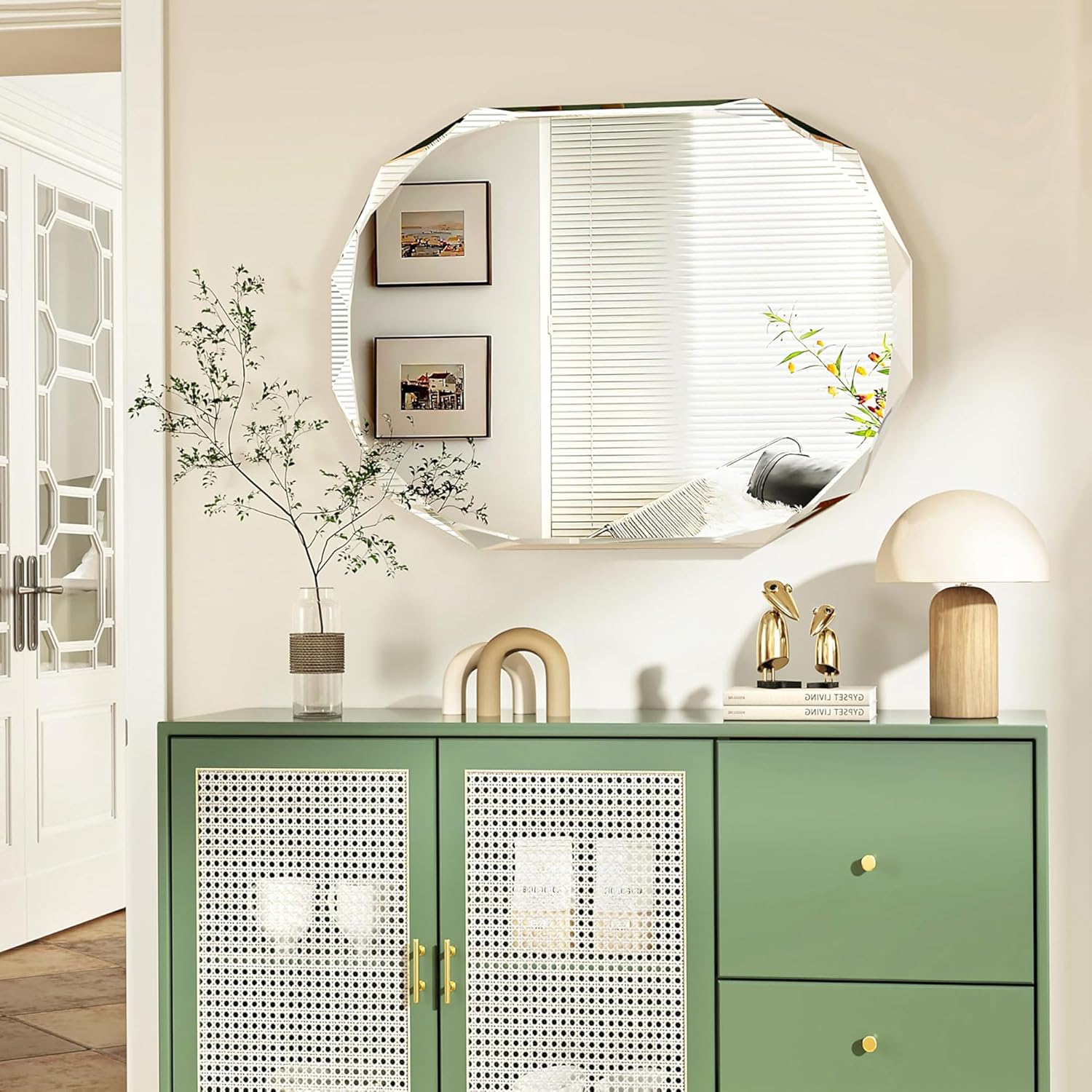 bathroom mirrors for over sink, round frameless mirrors for wall, 20x28 inch beveled bathroom mirror, bathroom vanity circle mirror for bedroom living room entryway home decor round 28"l x 20"w