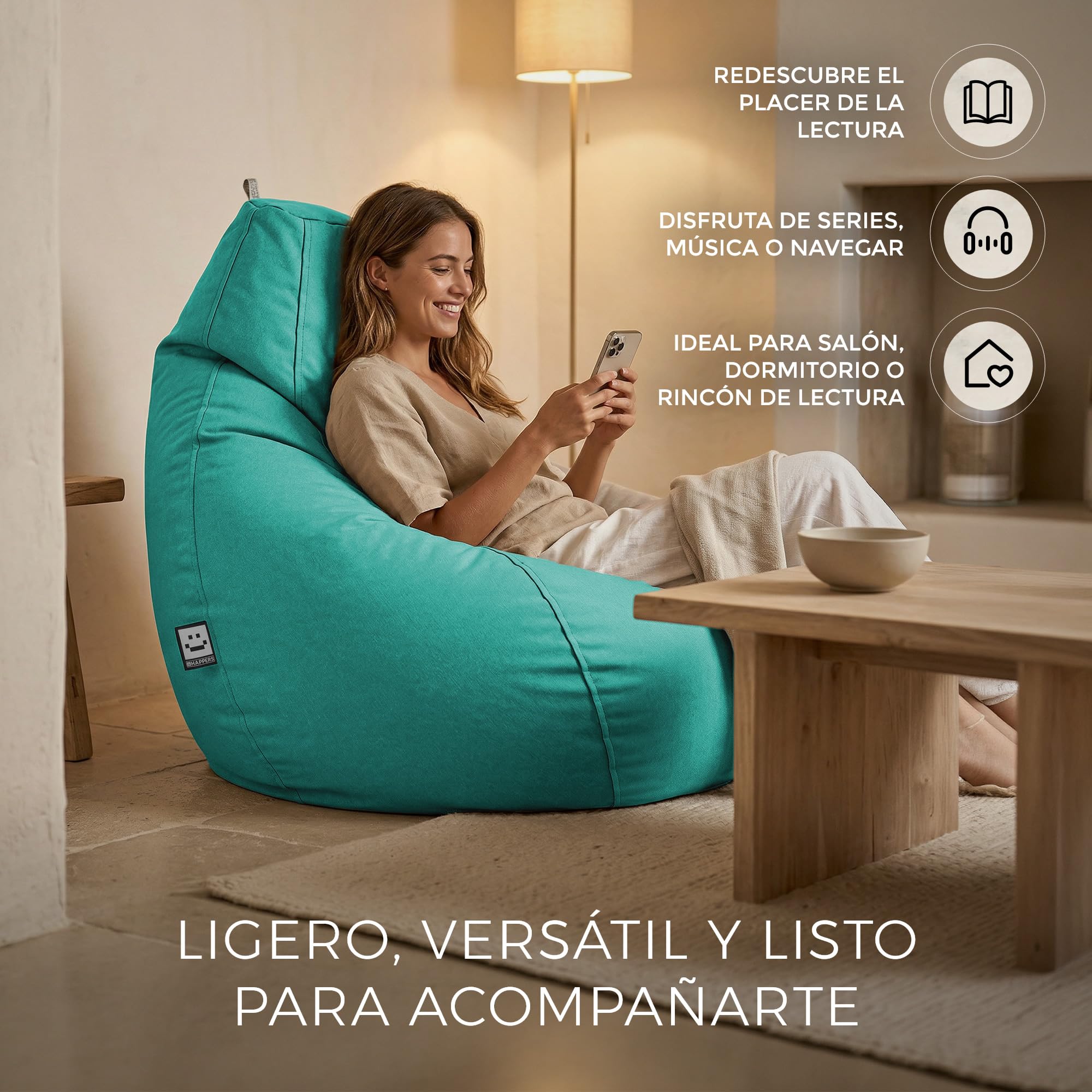Happers Pouf Salon et Jardin Naylim Mat Turquoise XL