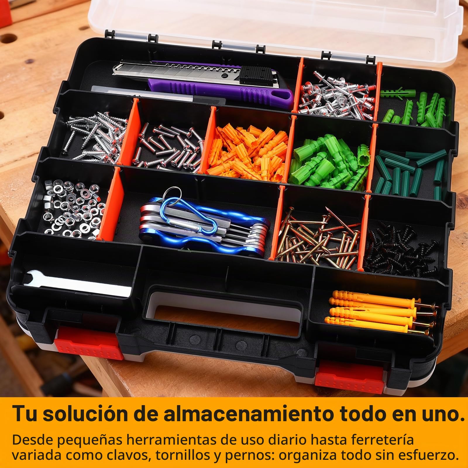 Organizador Tornillos: DEKO Caja Compartimentos con 34 Compartimentos, Caja de Almacenamiento para Tornillos, Clavos y Piezas Pequeñas