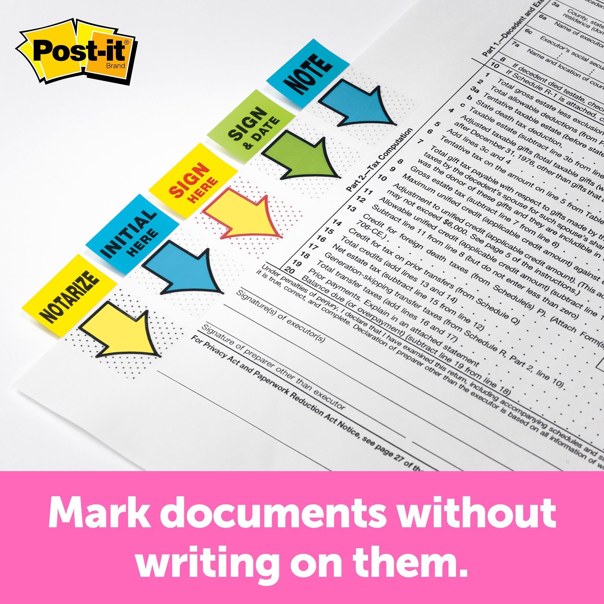 Post-it Mesaj "Sign Here" Bayrakları Değer Paketi, 50/Dispenser, 12 Dispenser/Paket, 1" Geniş, Sarı (680-SH12)