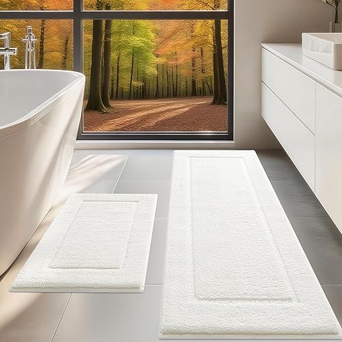 Miniatura 45 de Alfombras de baño de 32"x20", tapete de baño de microfibra absorbente ultra suave, grueso, afelpado y esponjoso, respaldo antideslizante, tapetes de