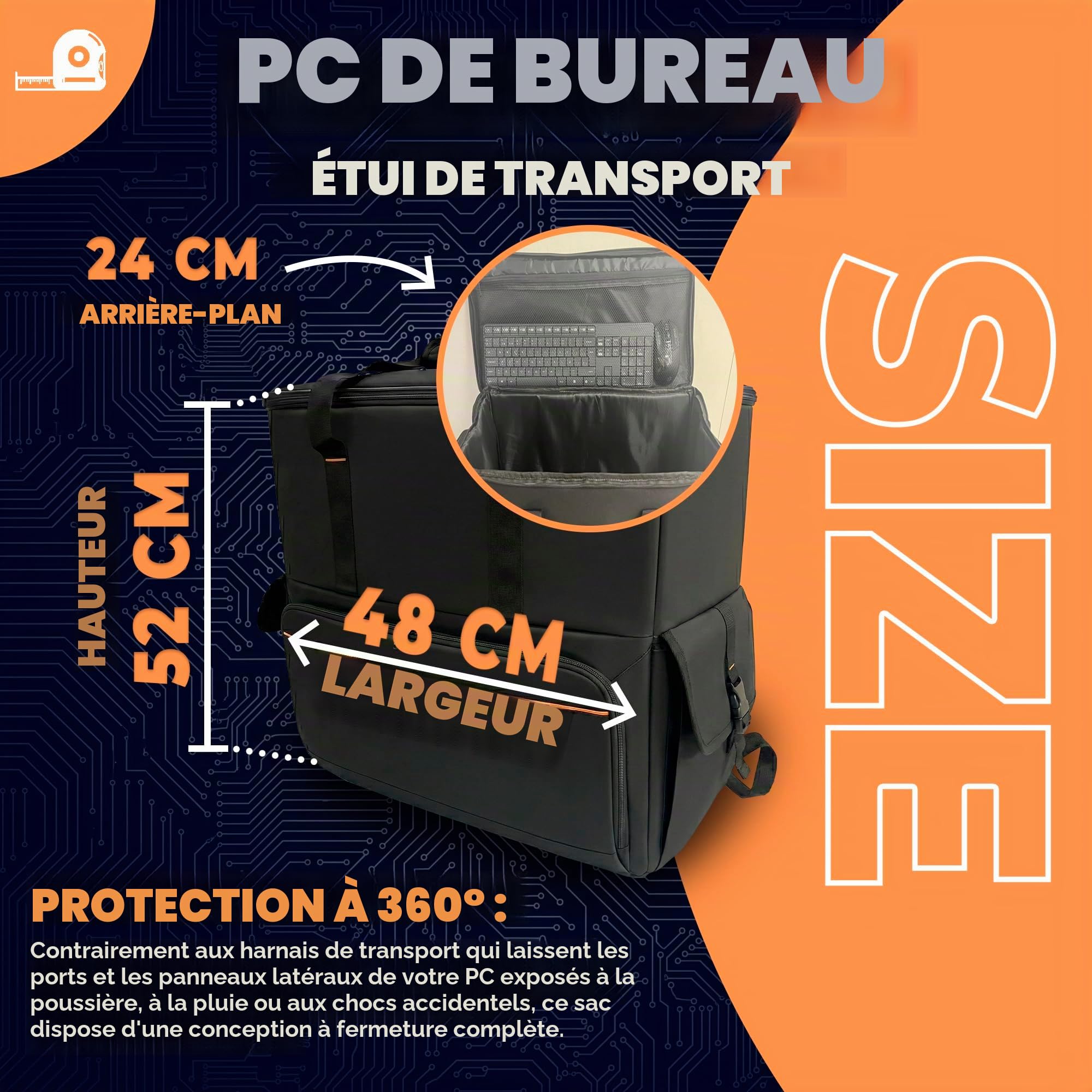 DOJA Barcelona Sac Transport Tour Ordinateur Ergonomique à Bretelles Réglables - Mallette de Transport pour Sac Ordinateur Acolchée et Robuste, Housse Tour PC Spacieuse avec Bonne Protection