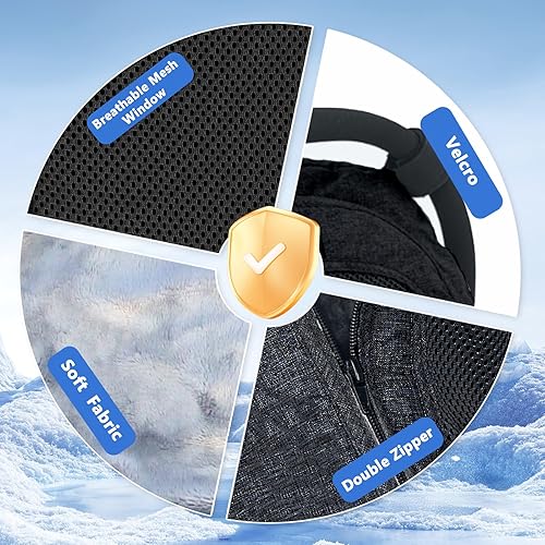 Miniatura 5 de Fairy Baby Funda de asiento de automóvil de invierno para asiento de automóvil con ventana de malla (negro), fundas de asiento de automóvil cálidas