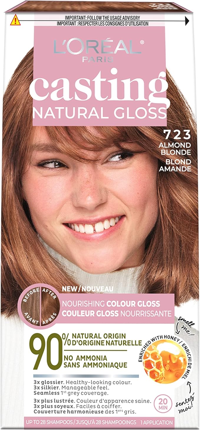 L’Oréal Paris Casting Natural Gloss Hair Color, 723 Almond Blonde, High