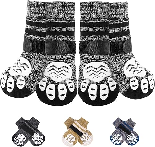 PUPTECK Calcetines antideslizantes para perros con agarres de doble cara para perros medianos y grandes, suelos de madera dura que evitan lamer,