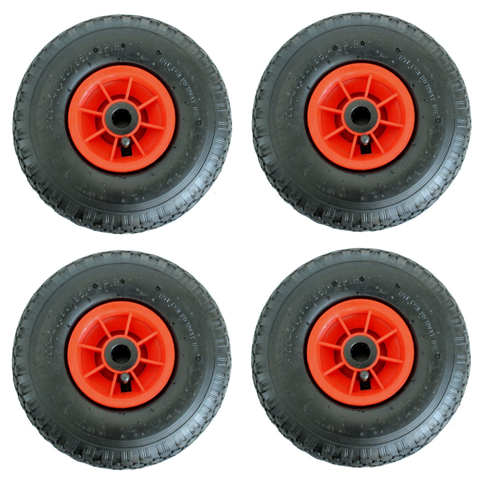 4X Sackkarrenrad 3.00-4 260x85 Luftrad Ersatzrad 4PR mit Kugellager Bollerwagenrad Sackkarrenräder 136 kg Tragkraft je Rad