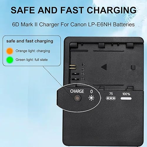 Miniatura 3 de LC-E6 LC-E6E LP-E6N - Cargador rápido de batería para Canon EOS R R5 R6 5D Mark II 5D Mark III 5D Mark IV 5DS 5DS 5DS R 6D 6Da 6D Mark II 7D 7D Mark