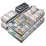 8 Pack Dresser Drawer Organizer Clothes, Foldable Underwear Drawer Organizer Bins, 90 Cells Fabric Closet Cloth Storage Box Drawer Dividers for Socks, Ties, Bras, Baby Clothes, Nursery, Clothing