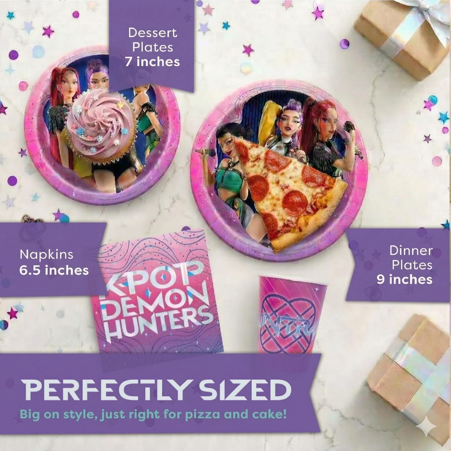 KPop Demon Hunters Birthday Decorations | KPop Demon Hunters Plates and Napkins, Cups, Tablecloths | Officially Licensed