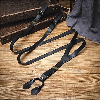 Amazon | [売店] サスペンダー ボタン式レザーストラップ 男女