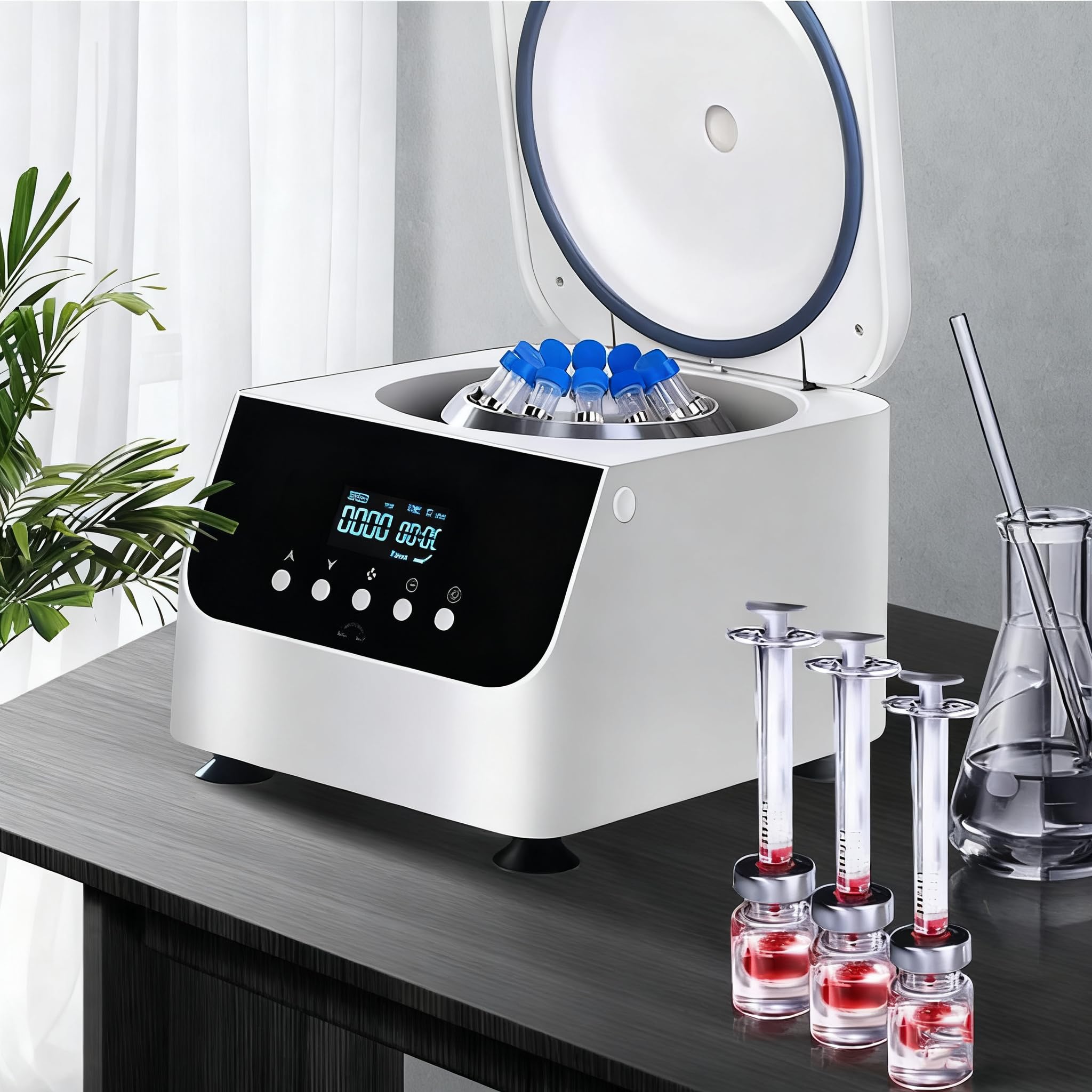 Centrífuga de sobremesa Inteligente de Laboratorio, centrífuga clínica y de PRP, Pantalla LCD, regulación de Velocidad (0-4000 RPM) y Temporizador (0-99 min) para Uso médico 50ml*6