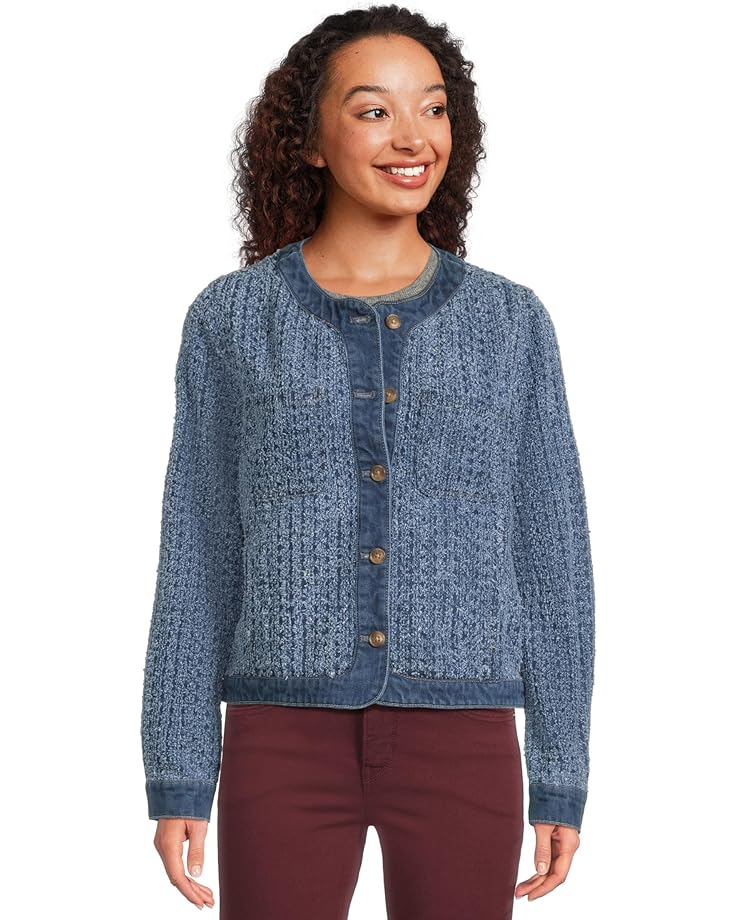 Tommy Bahama Perforated Tweed Crop Denim Jacket - Main View