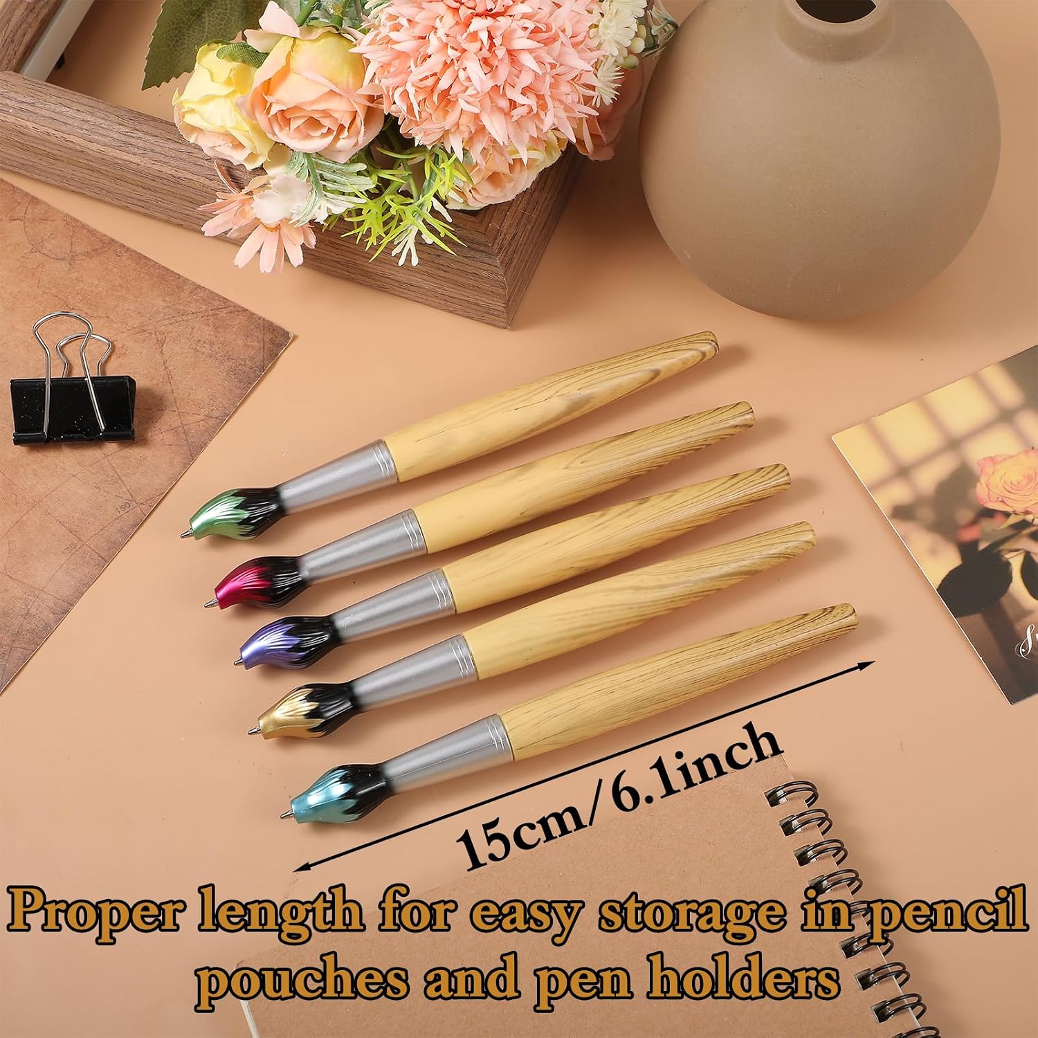 30 Pieces Paintbrush Pens Bamboo Paint Brush Shape Retractable Novelty Ballpoint Pens Appreciation Gifts for Family Friend Art Themed Party Favors