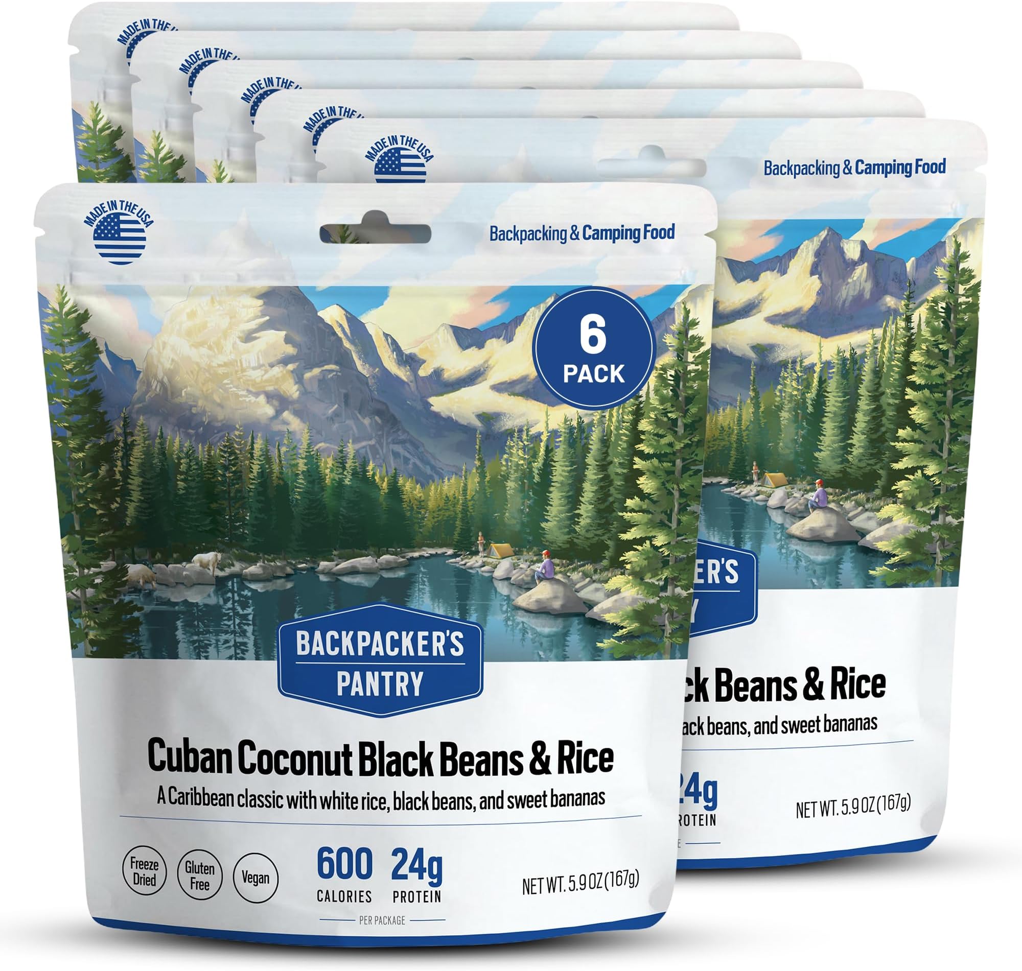 Backpacker's Pantry Cuban Coconut Black Beans and Rice, Two Serving Pouch, (Packaging May Vary)​
