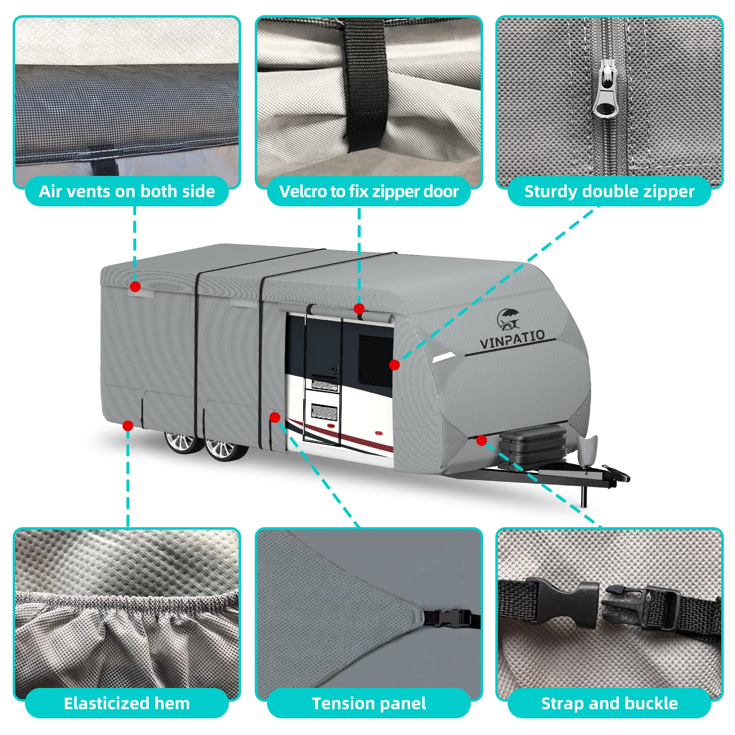 Eevelle Goldline Fifth 5th Wheel Trailer Cover RV Waterproof， Heavy