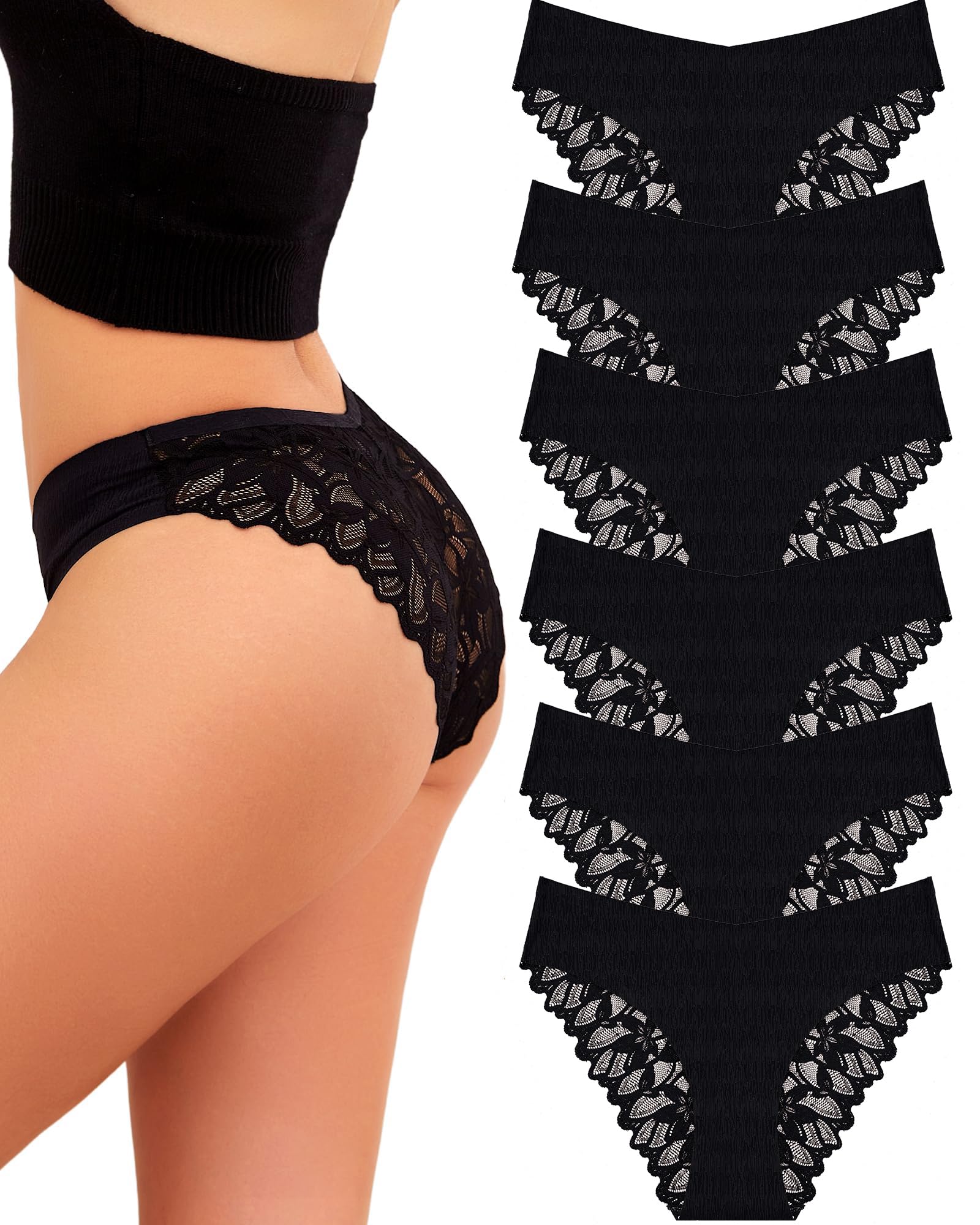 READY TO LOVE Unterhosen Damen Seamless Slips Damen Nahtlos Brazilian Slip Damen Spitze Hipster Unterwäsche Frauen Sexy Set Slips Mehrpack